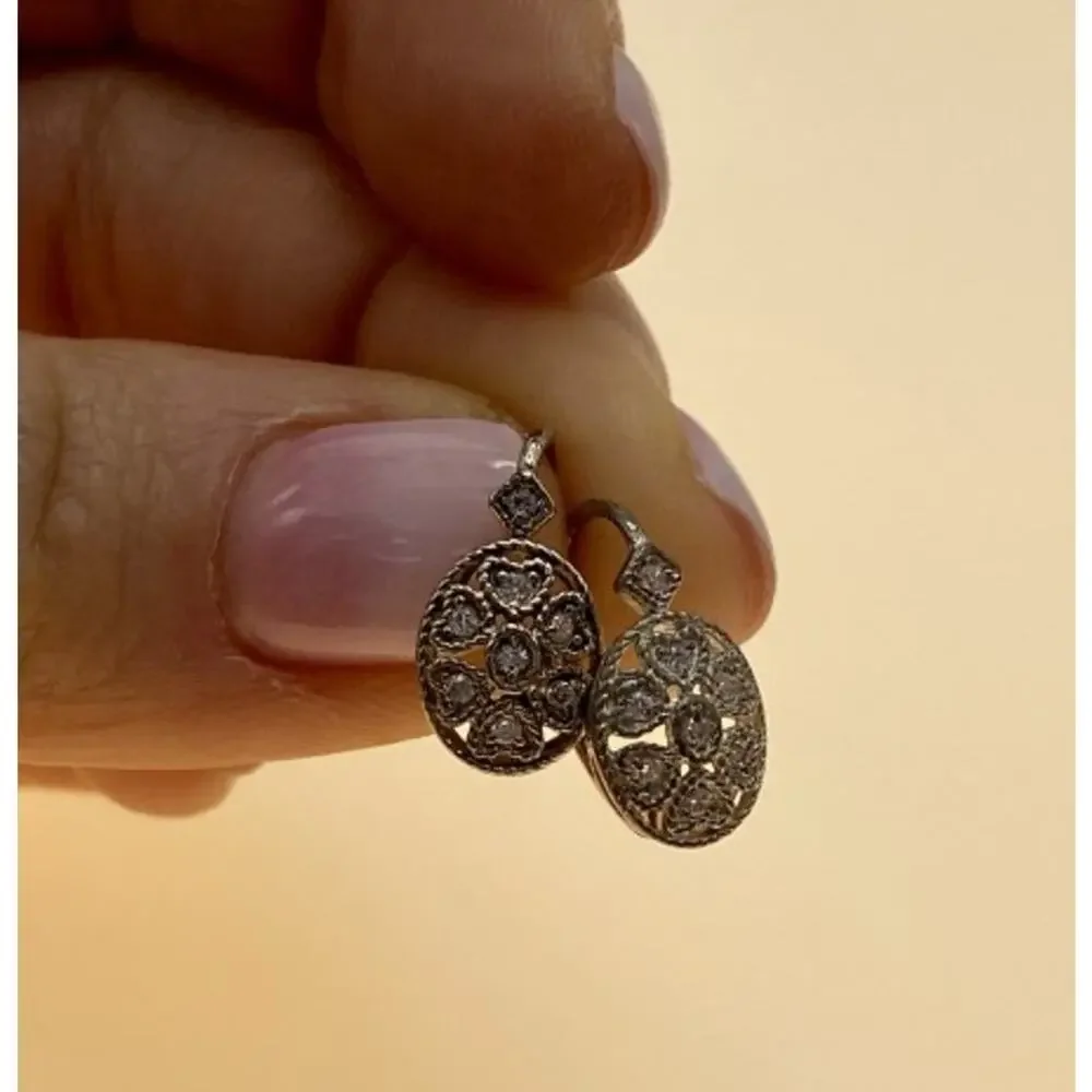Vintage 925 Sterling Silver CZ Earrings